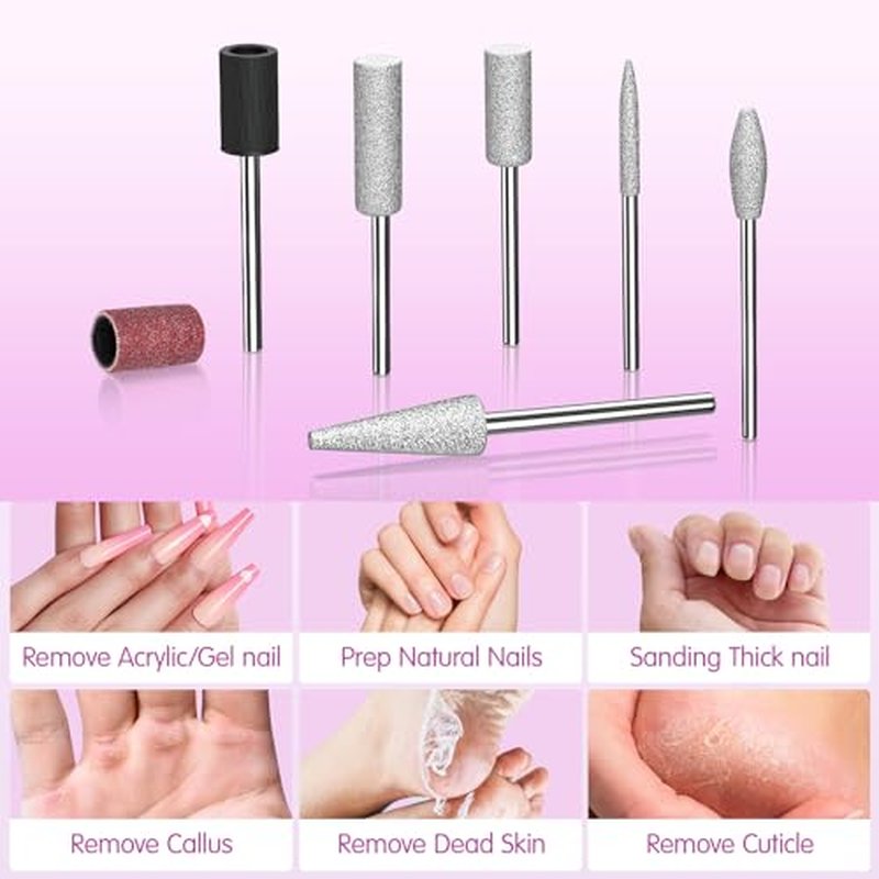 Subay Electric Nail File - 35,000RPM Professional Efile Machine for Acrylic Gel Polish Removal, Nail Drills Manicure Pedicure Kit with 100 Sanding Bands