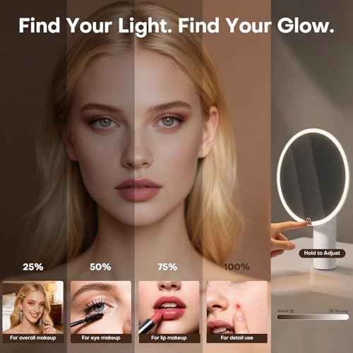 Makeup Mirror with Lights, 10X Magnifying Vanity Mirror, Dimmable Touch Control, Portable Travel & Desk Mirror with Stand, Christmas Birthday Gift for Women Her Girlfriend Wife Mom