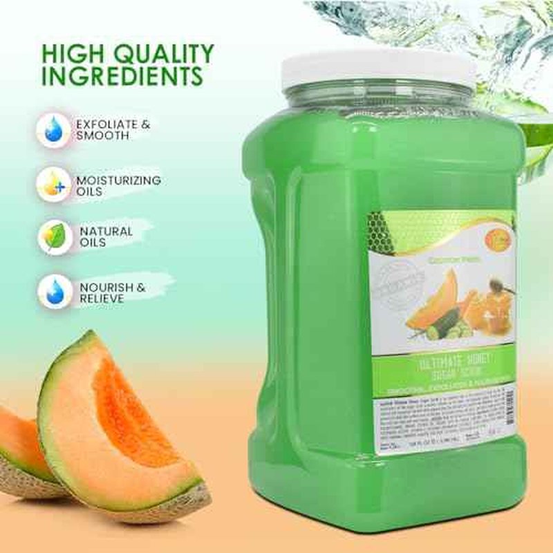 SPA REDI - Sugar Body Scrub, Honey, Cucumber Melon, 128 Oz, Exfoliating, Moisturizing, Hydrating and Nourishing, Glow, Polish, Smooth and Fresh Skin - Body Exfoliator