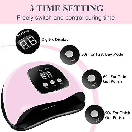 BIGBEAR UV Light for Nails, 48W LED Nail Light for Gel Polish, Fast Nail Dryer with Automatic Sensor, 3 Timer Setting, Small and Portable, UV LED Nail Lamp for Fingernail and Toenail