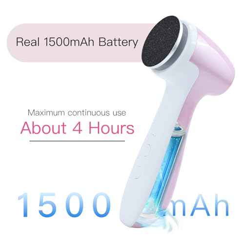 AprElm-E7 Rechargeable Electric Foot Callus Remover with 3-Sizes 120Pcs Sandpaper Discs, Professional 1000RPM 3-Speed Control Electric Foot File (Pink)