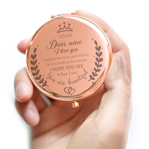 Soulpetals Niece Gifts Compact Mirror for Niece from Aunt to My Niece Makeup Mirror Birthday Gifts for Niece from Auntie Uncle Gifts for Niece Birthday Christmas