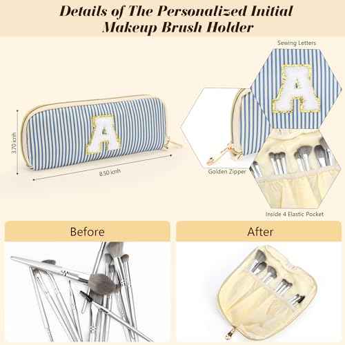 Travel Makeup Bag Christmas Gifts for Women Girl Teens, Personalized Initial Makeup Bag for Cute Teen Girls, Preppy Stuff Toiletry Bag Cosmetic Bag, Teen Girls Gift Trendy Stuff, Letter K