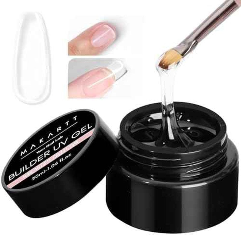 Makartt Clear Gel Builder: Nail Extension, Strong, Self-Levelling, Long Lasting for Strengthener Sculpture Broken Nails Repair Protection, UV LED Lamp Cure Required, Home Salon DIY Manicure 1.06 oz