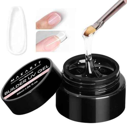 Makartt Clear Gel Builder: Nail Extension, Strong, Self-Levelling, Long Lasting for Strengthener Sculpture Broken Nails Repair Protection, UV LED Lamp Cure Required, Home Salon DIY Manicure 1.06 oz