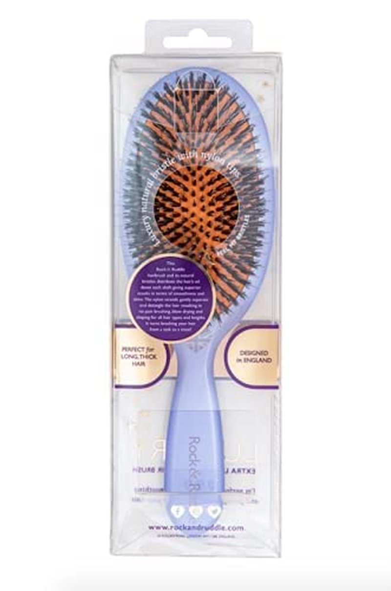 Natural Mixed Boar Bristle Hair Brush for Women & Kids - Luxury Lavender Design | 23.5 cm for Wet & Dry Hair Detangling