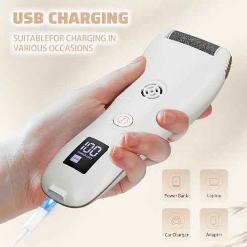 Electric Callus Remover for Feet with Vacuum,16-in-1 Professional Pedicure Tools Foot Care Kit, Foot Scrubber Electric Feet File Pedi for Hard Cracked Dry Dead Skin, Battery Display 8019 White
