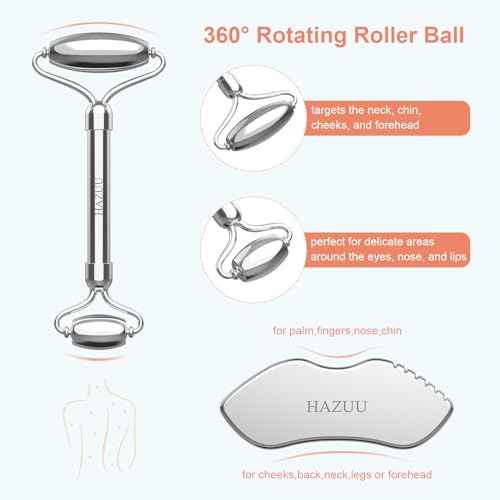 Stainless Steel Gua Sha & Face Rollers - Metal Roller for Eyes & Neck, Anti-Aging Facial Massage Tools, Gua Sha Facial Tool Kit (JGS-1)