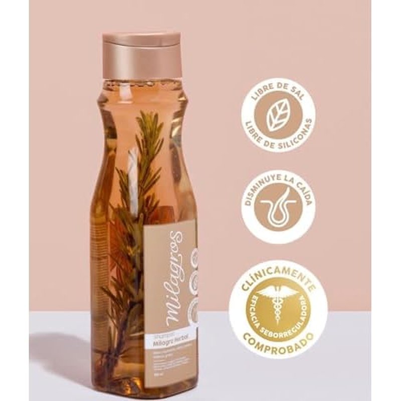 Milagros Shampoo Herbal & Tratamiento Biorepolarizador | Combate caida del cabello y promueve su crecimiento | Tratamiento de Colombia Milagros ideal para cabello muy danado