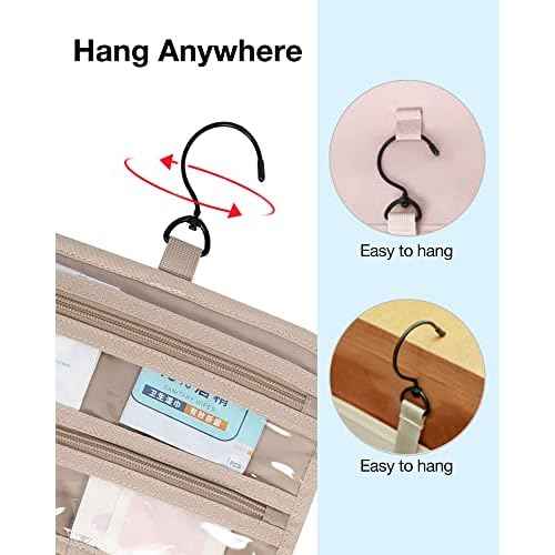 BAGSMART Toiletry Bag Hanging Travel Makeup Organizer with TSA Approved Transparent Cosmetic Bag Makeup Bag for Full Sized Toiletries, Large-Blue