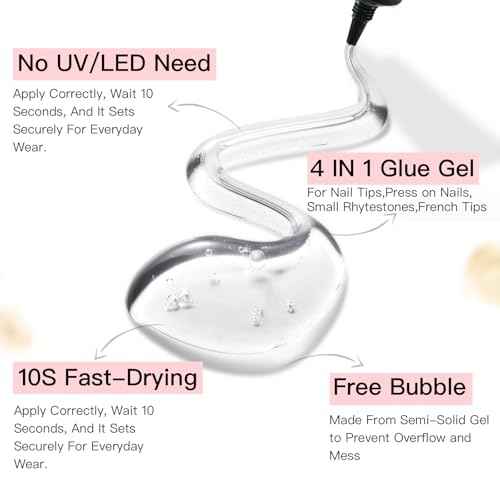 Curvlife 10g Semi-Solid Glue and 20ml Pinpoint Glue Remover Kit - Gel for Press on Nails, Quick Dry No UV Lamp Needed with Gentle Non-Acetone Remover, Fake Nail Tips