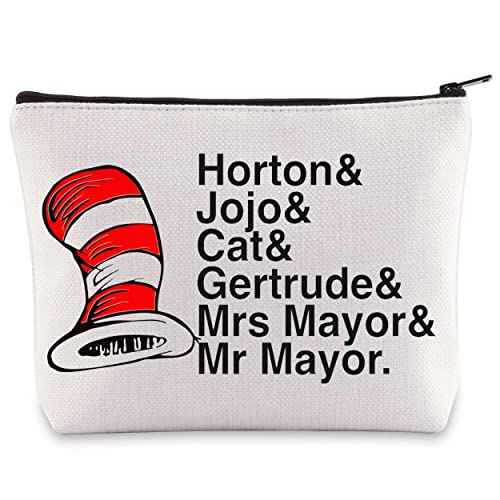 BWWKTOP Musical Cosmetic Makeup Bag Musical Theatre Gifts Horton& Jojo& Cat& Gertrude Zipper Pouch Bag For Cat Fans (Horton& Jojo)