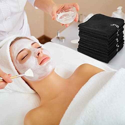 Macarrie 48 Pcs Makeup Towels Gifts Bulk for Women Christmas Teacher Employee 12 x 12 Inch Make up Cloth Microfiber Wash Cloth Reusable Remover Face Skin Cleaning Soft Absorbent Spa Facial(Black)