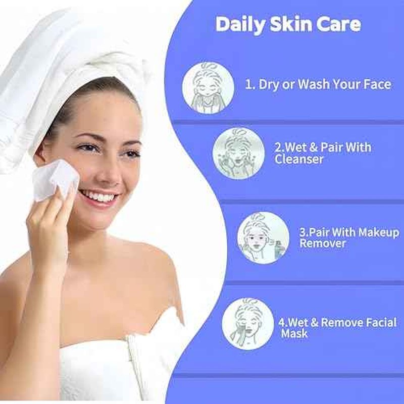 Disposable Face Towel 100 Count, Soft Cotton Clean Skin Face Towels, Dry Wipes Cotton Facial Towels Wash Cloths Tissue Thickened, Disposable Face Towelettes for Cleansing, Makeup Remover and Skincare