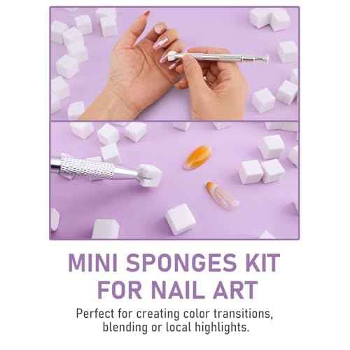 Nail Art Design Tools Supplies, Nail Art Palette with 200 Pcs Nail Sponges for Ombre and Gradient Painting Gel Nail Polish, Must Haves Nail Stuff for Ombre Aura Nail with Grabbing Pen & Spatula