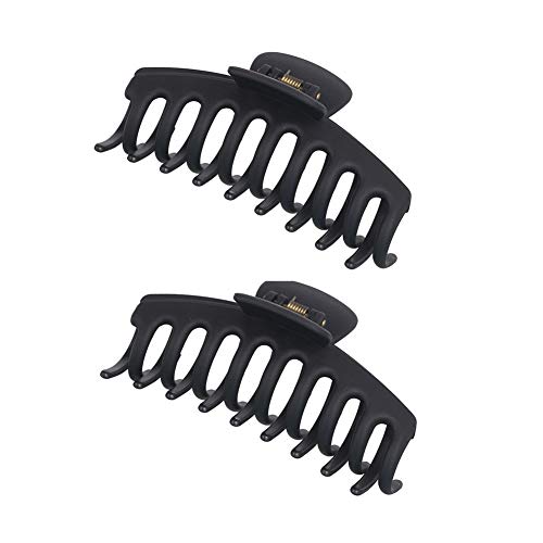 2 Pack Big Hair Claw Clips Nonslip Large Claw Clip for Women and Girls Hair,Strong Hold Grips Hair Accessories 4 Inch (Black)