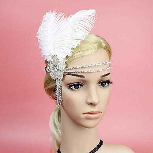 Positive Costume Great Gatsby Flapper Headband Rhinestone Flower Tassels 20s Vintage Hairband Old Hollywood Glam Headpiece