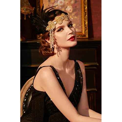BABAEYOND 1920s Headpiece Flapper Headband - Feather Crystal Headpiece Flapper Accessories