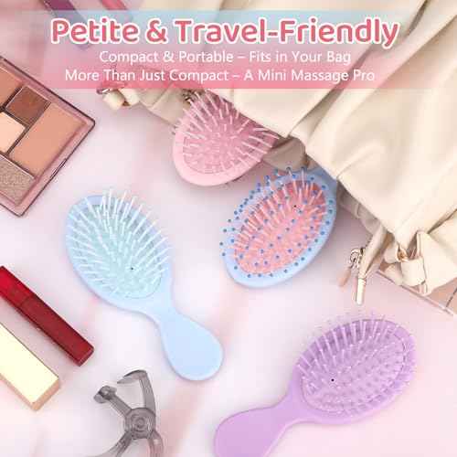 12PCS Mini Hair Brushes Bulk Pack for Girls, Women, Small Travel Hairbrushes for Wet & Dry Hair, Party Favors, Stocking Stuffers, Birthday Gifts, Cute Compact Detangler Set