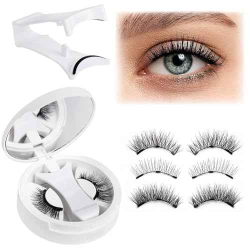 Reusable Magnetic Eyelashes with Applicator Kit - No Glue Needed Natural Look Lashes, Lightweight False Eyelashes for Daily Use & Special Events, 3D Volume Easy Apply