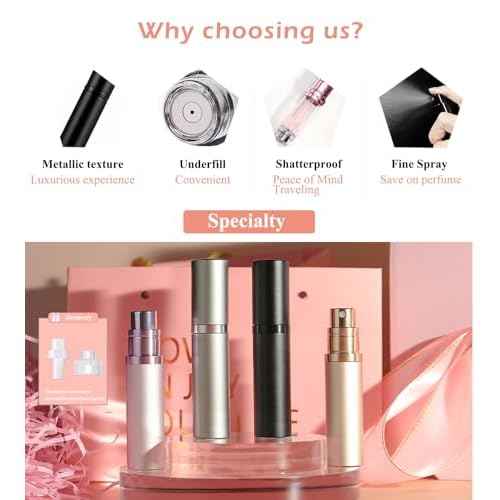 AA01PK Perfume Refillable Bottle 10ml Bottom Refill Portable Purse Atomizer, Cologne Travel Perfume Spray Bottle for Outgoing and Traveling (Pink)