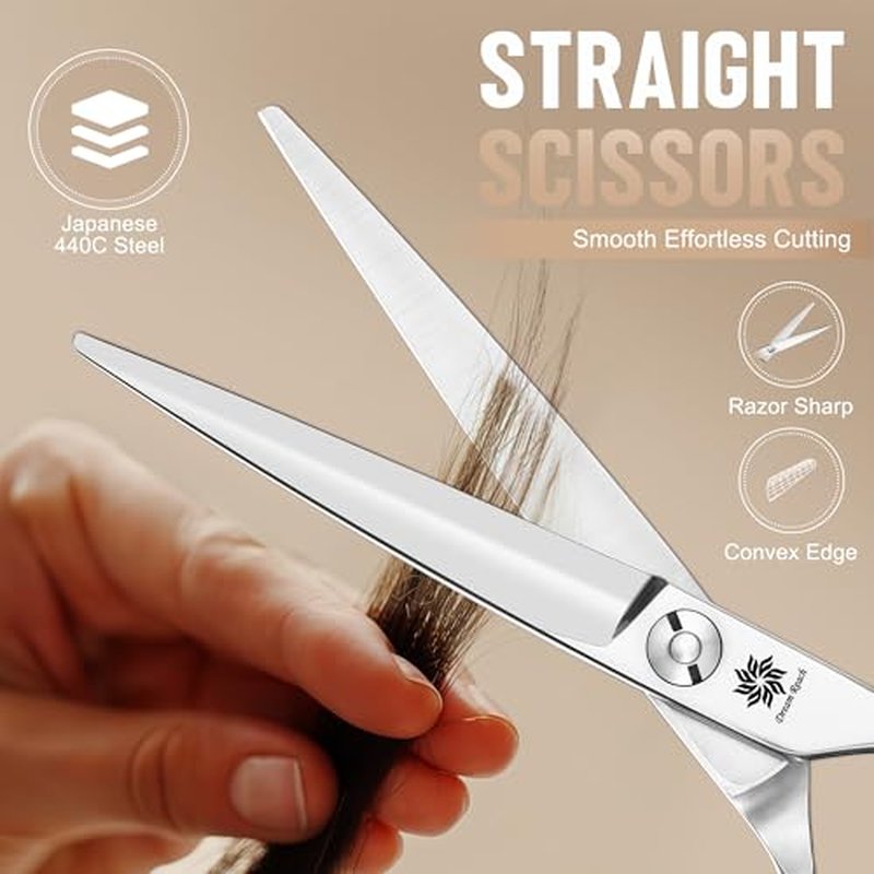 Dream Reach HIGH-END SERIES Japanese 440C Stainless 6.0" 360¡Æ Swivel Thumb Ring Professional Barber Razor Edge Hairdressing Straight Cutting Scissors