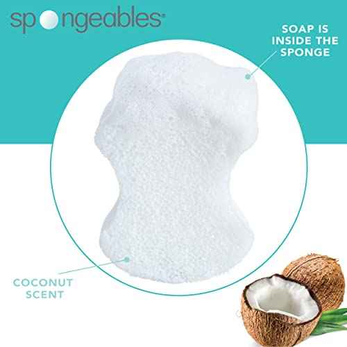 Spongables Pedi Scrub Foot Exfoliating 20+ Wash Sponge, Coconut Colada, 2 Count