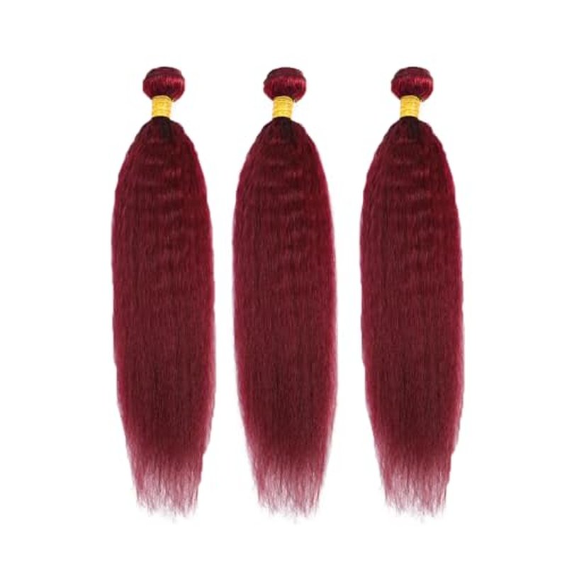 32 32 32 inch Burgundy Bundles Human Hair 99J Yaki Straight Bundles Red Kinky Straight Human Hair Bundle