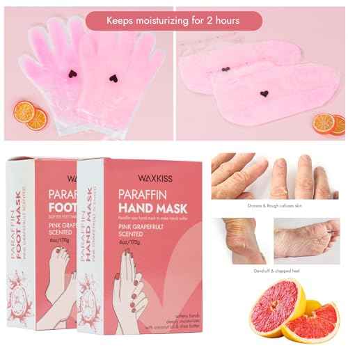 Paraffin Hand Mask & Paraffin Foot Mask, 1Pair Each, Moisturizing Gloves Soften Your Hands and feet in 10-Minute Hydration Softening (Red)