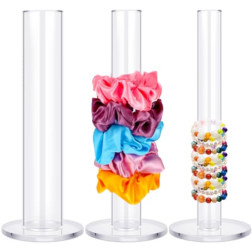 3 Pcs Scrunchie Holder 9 Inch Hair Tie Organizers Stand Acrylic Bracelet Holder Clear Accessories Display Jewelry Bangle for Cute Room Decor Woman Gift Storage Christmas