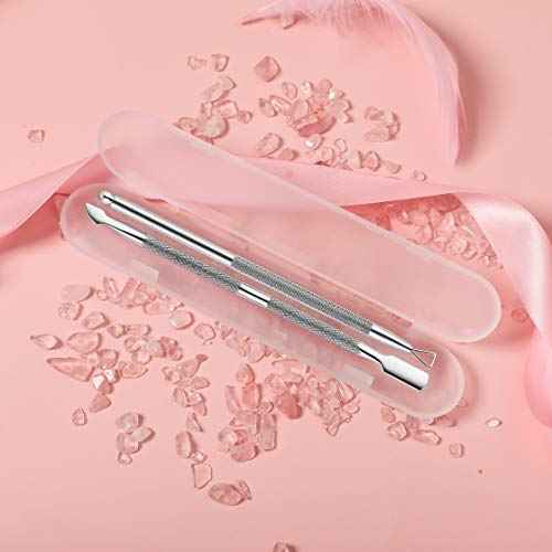 2PCS Cuticle Pusher and Cutter with Storage Case,Professional Cuticle Pusher Nail Polish Remover Stainless Steel Manicure Tool Set,Durable Pedicure Manicure Tools for Fingernails Toenails (Silver)