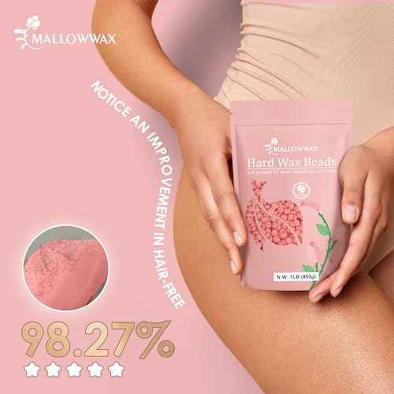 Hard Wax Beads, 1LB Pink Rose Wax Beans for Hair Removal, Waxing Beads Refill for Sensitive Skin, Perfect for Facial, Brazilian, Upper lip, Cheeks and Bikini Waxing at Home for Women Men
