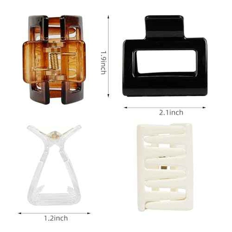 4Pcs Hair Claw Clips 2" Small Hair Clips for Women Square Claw Clip for Thick Medium Thin Hair Strong Hold Cute Hair Clip Nonslip Jaw Clips Hair Accessories