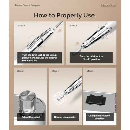 MelodySusie Waist-Mounted Professional Nail Drill MM400C White, 35,000RPM Portable Electric Nail File, Low Noise & Low Heat Coreless Motor Machine with 8 Pcs Nail Drill Bits, for Salon & Home Use