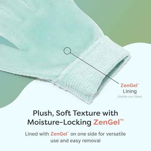 ZenToes Moisturizing Gloves for Dry Hands, Gel Infused with Jojoba Seed Oil, Olive Oil and Vitamin E, Overnight Hand Moisturizer (OSFM, Fuzzy Mint Green with Media Tips)