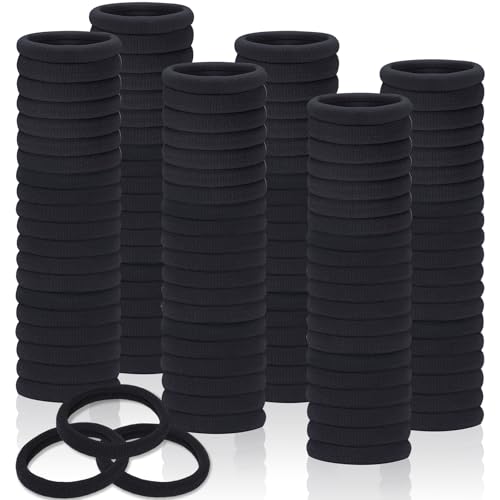 150 Pcs Seamless Elastic Hair Ties No Damage for Thick & Thin Hair, Ponytail Holders, Elastics, Soft Pony Tails Bands for Women, All Black