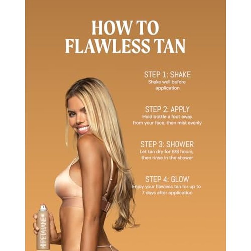 Peta Jane Sunless Tanning Mist 7oz - Made in the USA - Lightweight, Non-Sticky, Streak-Free, Vegan, Natural-Looking Glow
