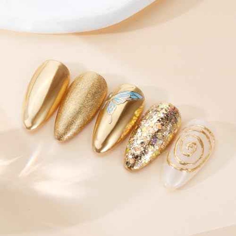 Pretty Diva Chrome Nail Powder - Champagne Gold Mirror Effect Nail Chrome Powders, Highlight Metallic Chrome Powder for Nail Art Pigment Chrome Powder for Nails (Champagne, 1g)