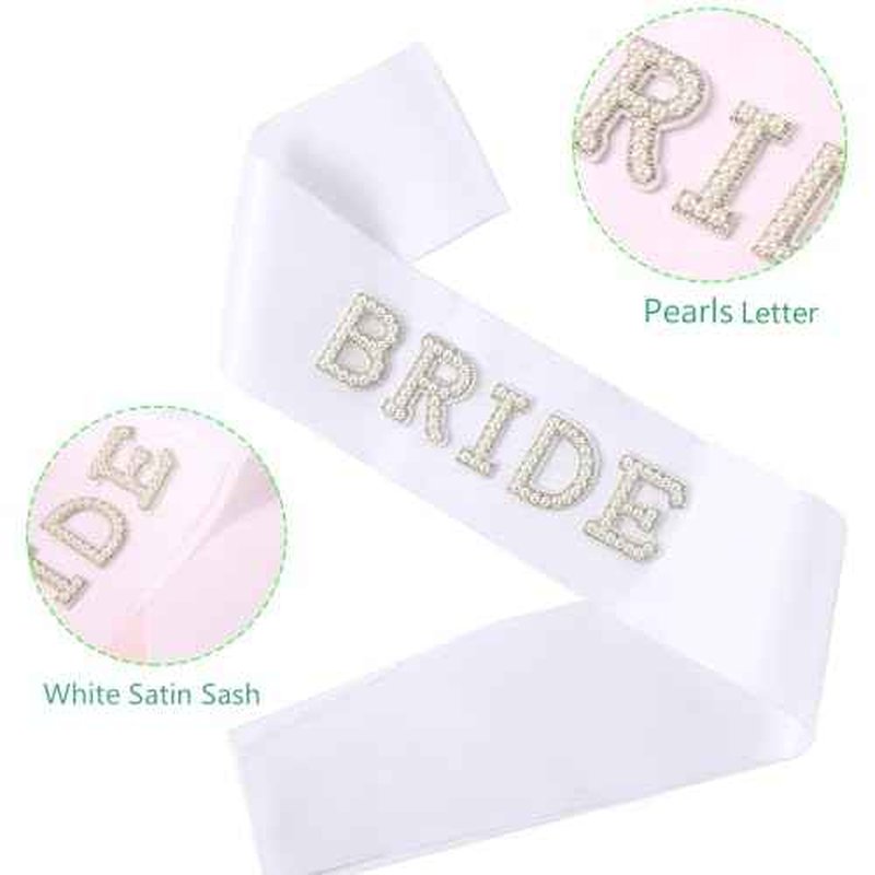 Bride Sash with Pearls and Rhinestones, Bride to Be Sash Gift, Bachelorette Party Sash Accessories, Bachelorette Party Decorations, Bridal Shower Gift Wedding Decorations