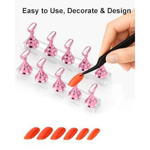 Nail Stand Set for Nail Art Practice & Display - Complete Acrylic Nail Holder Kit with Bonus Tweezers & Double-Sided Tape, False Nail & Press On Nail Practice Stand for Home DIY, Salon Use