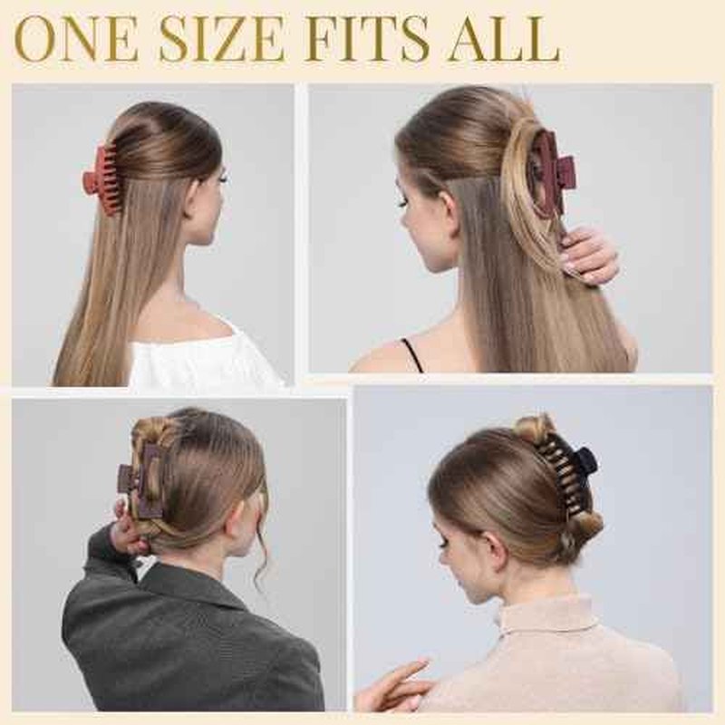 LuSeren 8 Pack Hair Clips for Women 4.3 Inch Large Hair Claw Clips for Women Thin Thick Curly Hair, Big Matte Banana Clips,Strong Hold jaw clips Black Orange Dark Brown Light rose