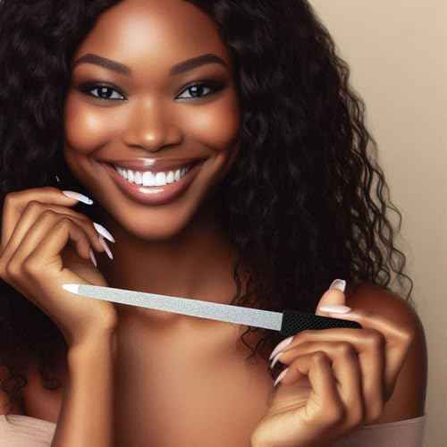 Professional Sapphire Black Nail File ? 6.7" Stainless Steel, Double-Sided Metal File, Ergonomic Non-Slip Handle, for Natural, Gel, Acrylic Nails, Manicure & Pedicure Tool