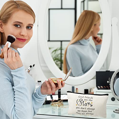 18 Pieces Friendship Gifts for Women Good Friends Are Like Stars Cosmetic Bags Birthday Christmas Gifts for Friends Roommate, BFF, Female, Lady, Travel Toiletry Organizer Makeup Pouch with Zipper