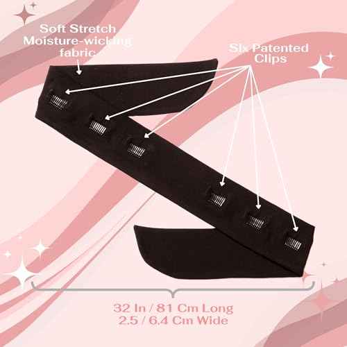 SWAY Stretch Headbands for Women - 6-Clip Non-Slip, Trendy Nurse or Workout Headband, Wide Headband, Sweat Absorbing, Christmas Gift for Her, Stocking Stuffer? 32in. Patented & Handmade in USA