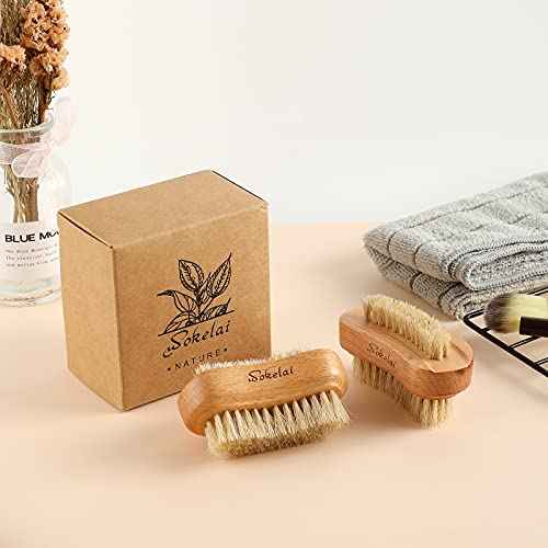 Nail Brush for Cleaning Fingernails, 2 Pieces Wooden Fingernail Toenail Scrub Brushes with Natural Boar and Sisal Bristle, Two-Sided Hand Foot Nail Scrubber Manicure Pedicure Supply Men Women Girls