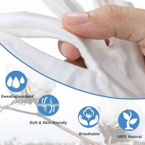 3 Pairs 100% Combed Cotton Gloves for Women & Men, White Cotton Moisturizing Gloves for Dry Hands Sleeping, Eczema Overnight, Work Glove Liners, SPA, Etiquette, Care of Artworks & Jewelry & Archival