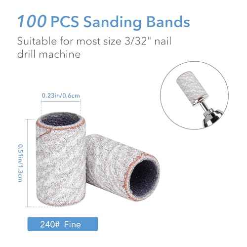 100 Pcs Sanding Bands for Nail Drill 240 Grit Disposable Nail Sanding Bands for Acrylic Nails Gel Manicure & Pedicure, Zebra