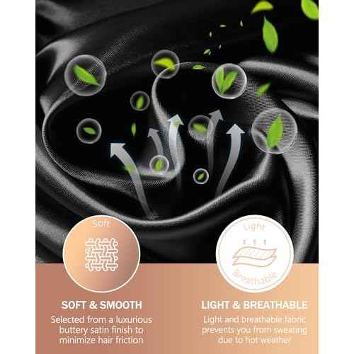 mikimini Satin Bonnet for Men and Women, Reversible Double Layer Sleeping Bonnet for Hair Braids with Anti-slip Adjustable Elastic Band Super Soft (XL, Black/Red)