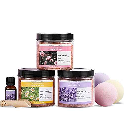 Spa Luxetique Epsom Salts for Soaking, 3.17lbs Bath Salts Gifts with Lavender, Rose, Chamomile Scent as Christmas Gifts for Woman, Spa Sets for Mom