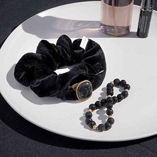 Women's Velvet Hair Scrunchie with Hidden Zipper Pocket, Black, 1 Count - Great for Gifts and Stocking Stuffers